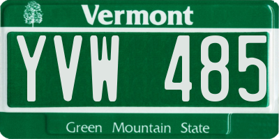 VT license plate YVW485