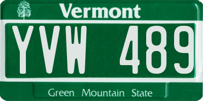 VT license plate YVW489