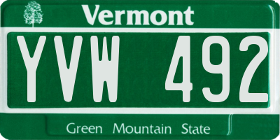 VT license plate YVW492