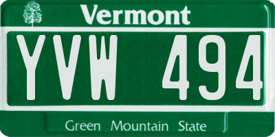 VT license plate YVW494