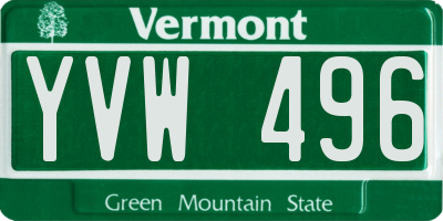 VT license plate YVW496