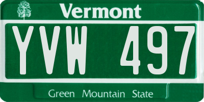 VT license plate YVW497