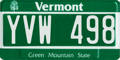 VT license plate YVW498