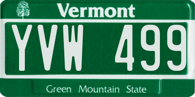 VT license plate YVW499