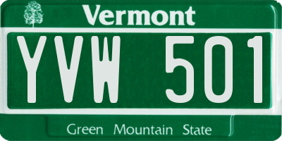 VT license plate YVW501