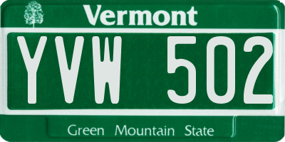 VT license plate YVW502