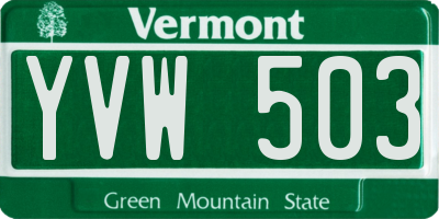 VT license plate YVW503