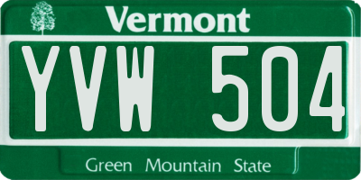 VT license plate YVW504