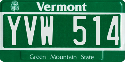 VT license plate YVW514