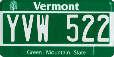 VT license plate YVW522