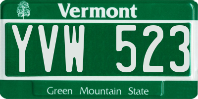 VT license plate YVW523
