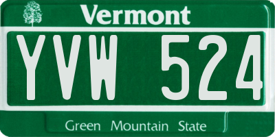 VT license plate YVW524