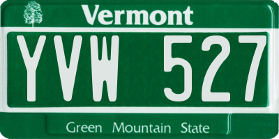 VT license plate YVW527