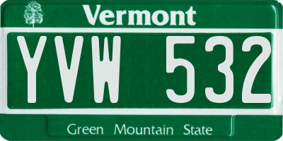 VT license plate YVW532