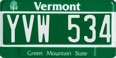 VT license plate YVW534
