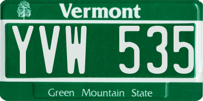 VT license plate YVW535