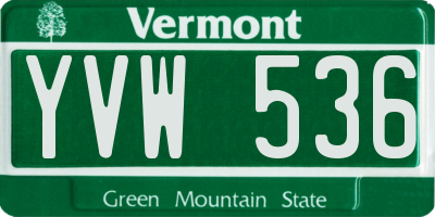 VT license plate YVW536