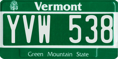 VT license plate YVW538