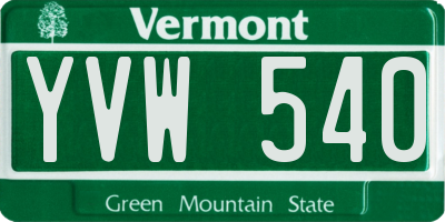 VT license plate YVW540