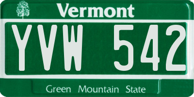 VT license plate YVW542