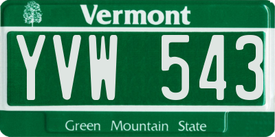 VT license plate YVW543