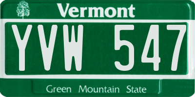 VT license plate YVW547