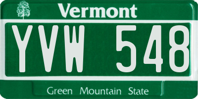 VT license plate YVW548