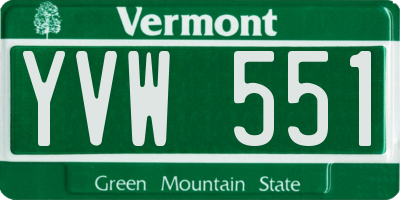 VT license plate YVW551