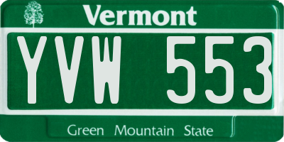 VT license plate YVW553