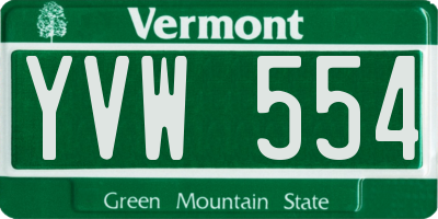 VT license plate YVW554