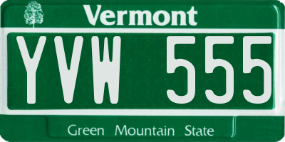 VT license plate YVW555