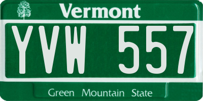VT license plate YVW557