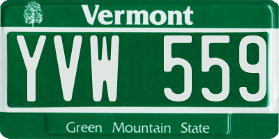 VT license plate YVW559