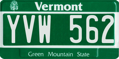 VT license plate YVW562