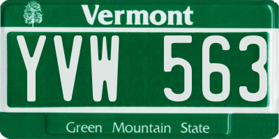 VT license plate YVW563