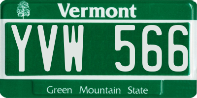 VT license plate YVW566