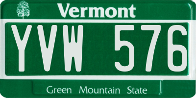 VT license plate YVW576