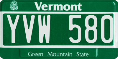 VT license plate YVW580