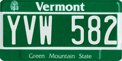 VT license plate YVW582