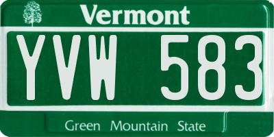 VT license plate YVW583