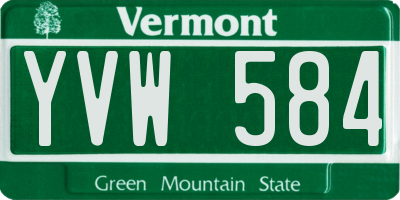 VT license plate YVW584