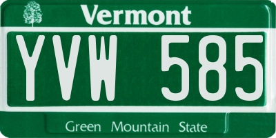VT license plate YVW585