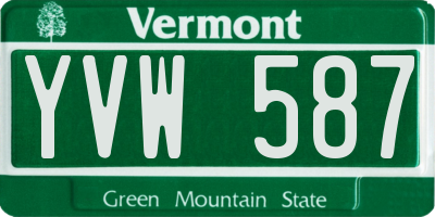 VT license plate YVW587