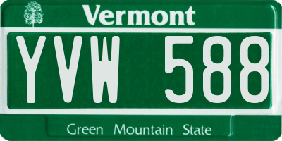 VT license plate YVW588