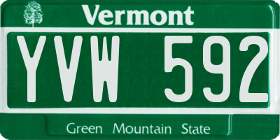 VT license plate YVW592