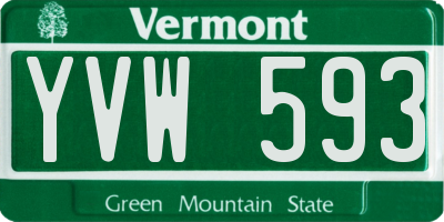 VT license plate YVW593