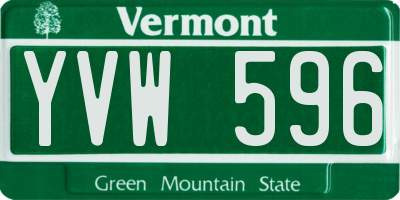 VT license plate YVW596