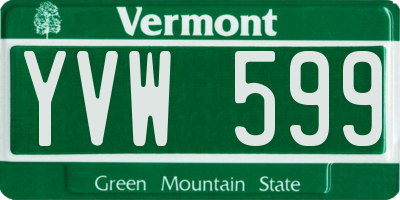 VT license plate YVW599