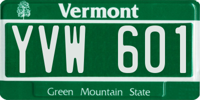 VT license plate YVW601