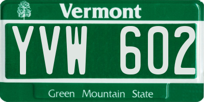 VT license plate YVW602